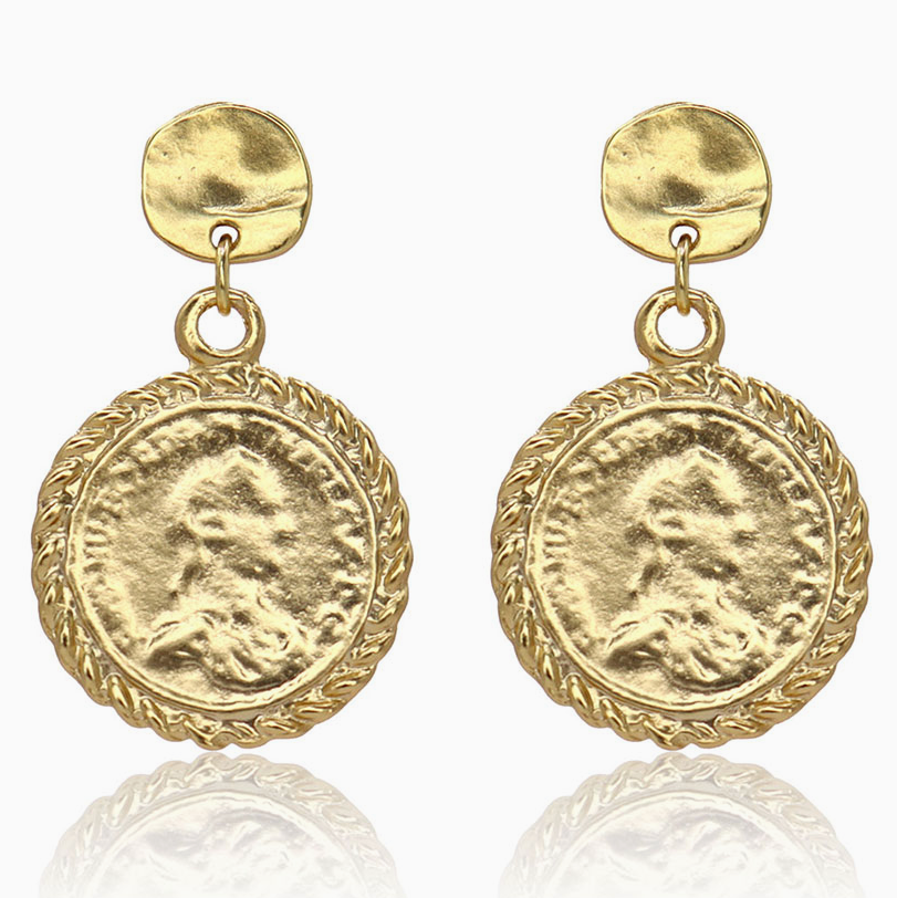 Karine Sultan Coin Drop Earrings Gold