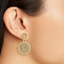 Load image into Gallery viewer, Karine Sultan Coin Drop Earrings Gold
