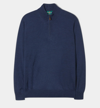 Load image into Gallery viewer, Alan Paine Barton Merino Wool 1/4 Zip Sweater Indigo
