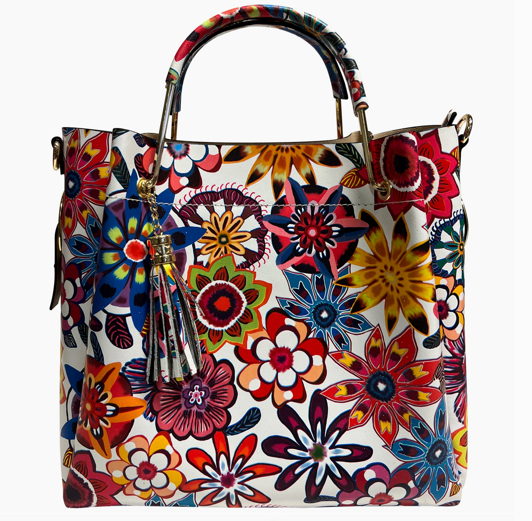 Modarno Printed Leather Bucket Bag