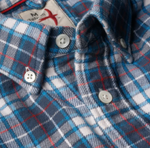 Load image into Gallery viewer, Relwen Chamois Lined Flannel Shirt - White/Navy/Red Plaid
