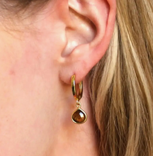 Load image into Gallery viewer, Silver Wren Tiger&#39;s Eye Huggie Hoop Earrings
