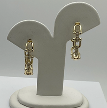 Load image into Gallery viewer, MBKJ Crystal and Gold Link Station Loop Earrings
