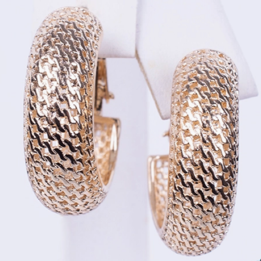 MBKJ Gold Mesh Hoop Earrings