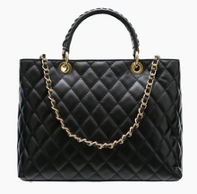 Load image into Gallery viewer, Modarno Quilted Leather Handbag w/Woven Handle
