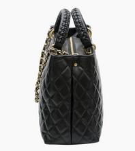 Load image into Gallery viewer, Modarno Quilted Leather Handbag w/Woven Handle
