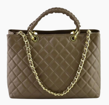 Load image into Gallery viewer, Modarno Quilted Leather Handbag w/Woven Handle
