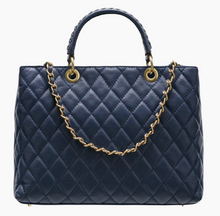 Load image into Gallery viewer, Modarno Quilted Leather Handbag w/Woven Handle
