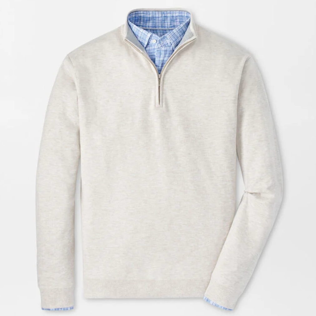 PETER MILLAR Coolspun Cotton 1/4 Zip Sweater Ivory