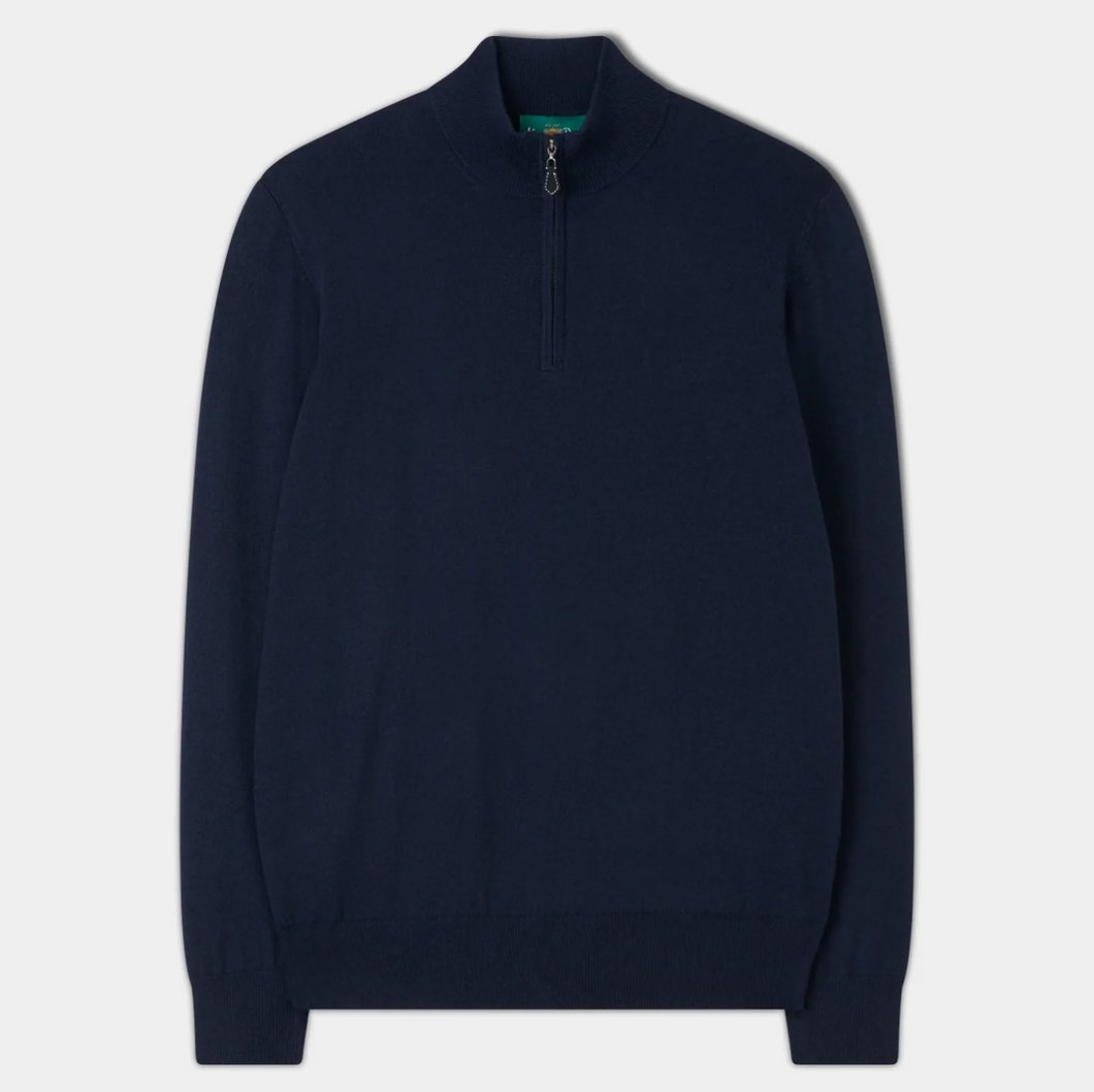 Alan Paine Ashfield 1/4 Zip Mock Sweater Dk Navy