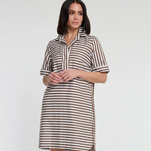 Load image into Gallery viewer, Hinson Wu Aileen SS Stripe/Gingham Dress - Caramel/White
