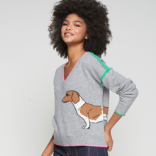 Load image into Gallery viewer, Vilagallo Grey Dachshund Sweater
