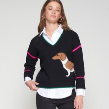 Load image into Gallery viewer, Vilagallo Black Dachshund Sweater
