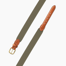 Load image into Gallery viewer, Barrons-Hunter Dark Khaki Wide Belgian Surcingle Leather Tab Belt
