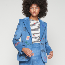 Load image into Gallery viewer, Vilagallo Jacket Helen Graffiti Blue Corduroy
