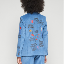 Load image into Gallery viewer, Vilagallo Jacket Helen Graffiti Blue Corduroy

