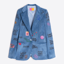 Load image into Gallery viewer, Vilagallo Jacket Helen Graffiti Blue Corduroy

