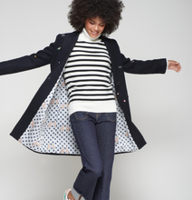 Load image into Gallery viewer, Vilagallo Navy Wool Coat w/Embroidery
