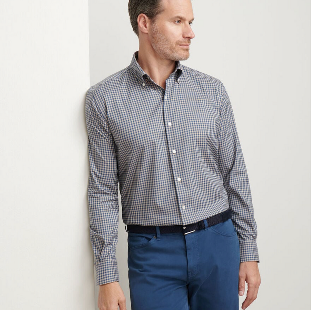 Peter Millar Conway Cotton Stretch Sport Shirt Poplar Brown