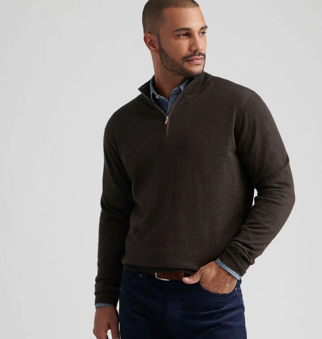 PETER MILLAR 1/4 ZIP AUTUMN CREST SWEATER - French Press