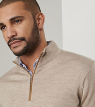 Load image into Gallery viewer, PETER MILLAR 1/4 ZIP AUTUMN CREST SWEATER - Light Elm
