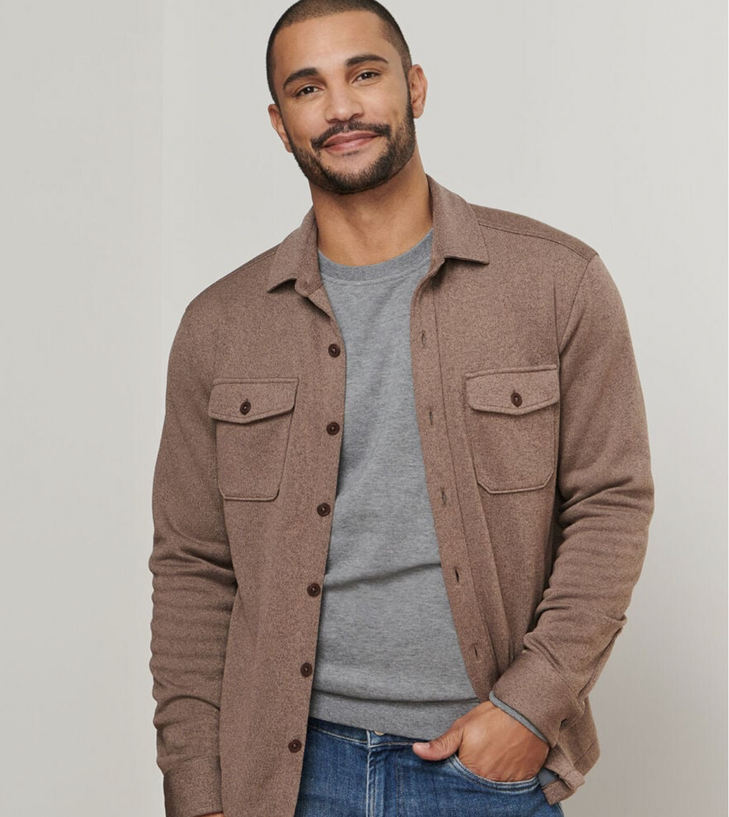Peter Millar Fleece Shirt Jacket Poplar Brown