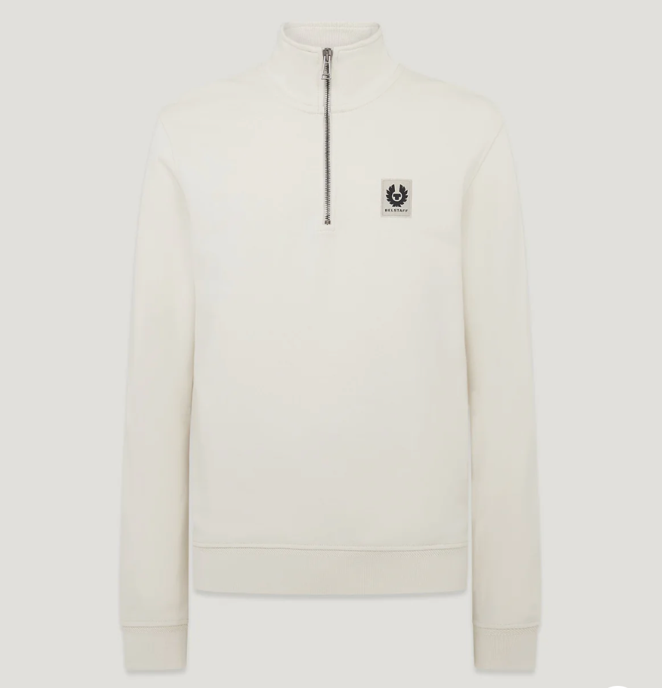 Belstaff Quarter Zip Sweatshirt Silver Birch