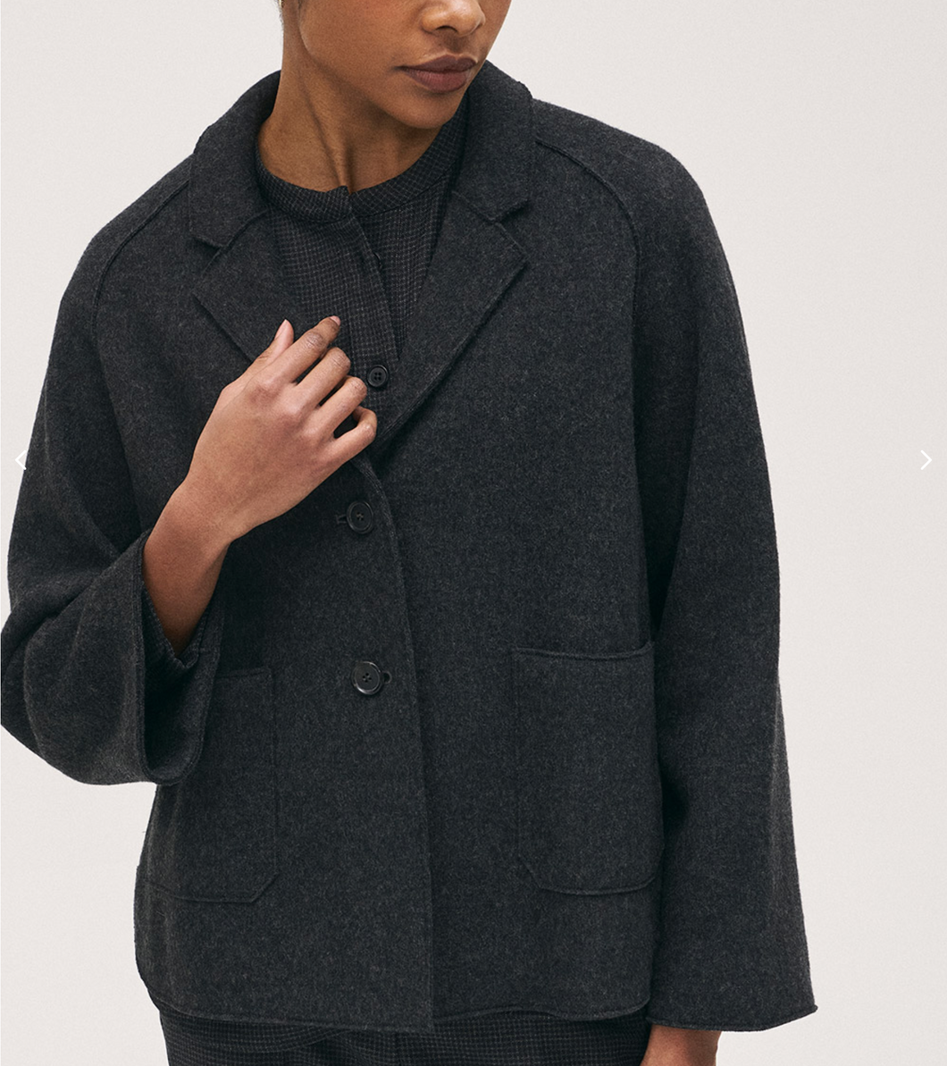 Rosso35 Raglan Sleeve Boiled Wool Jacket Charcoal
