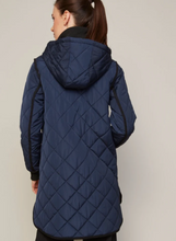 Load image into Gallery viewer, Adroit Libby Quilted Full Zip  Coat with Removable Hood Navy
