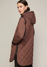 Load image into Gallery viewer, Adroit Libby Quilted Full Zip  Coat with Removable Hood Java
