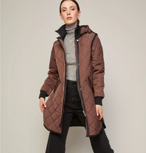 Load image into Gallery viewer, Adroit Libby Quilted Full Zip  Coat with Removable Hood Java
