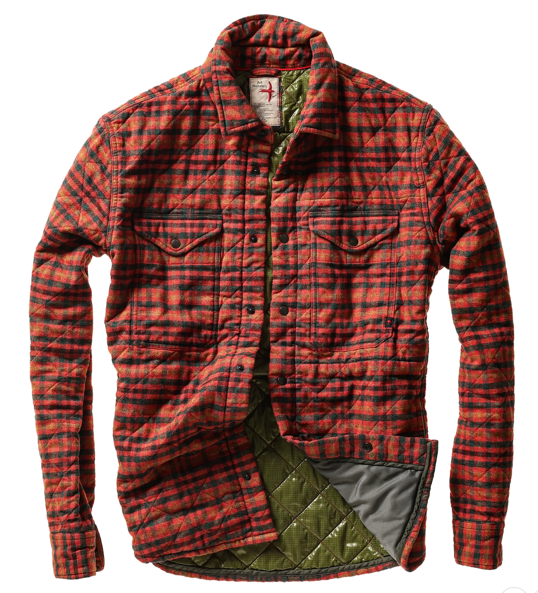 Relwen Quilted Flannel Shirt Jacket Burnt Red