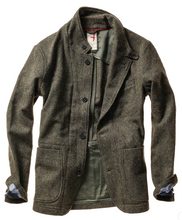 Load image into Gallery viewer, Relwen Heritage Trap Blazer Olive/Black Herringbone Tweed
