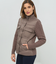 Load image into Gallery viewer, Anatomie Nina Puffer Jacket with Knit Sleeves Taupe
