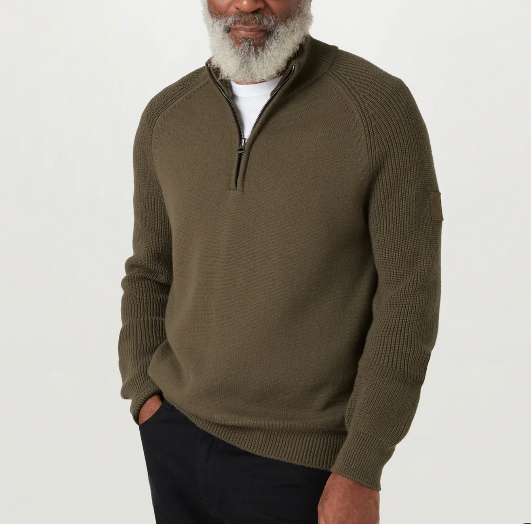 Belstaff Aspect Quarter Zip Sweater Major Brown
