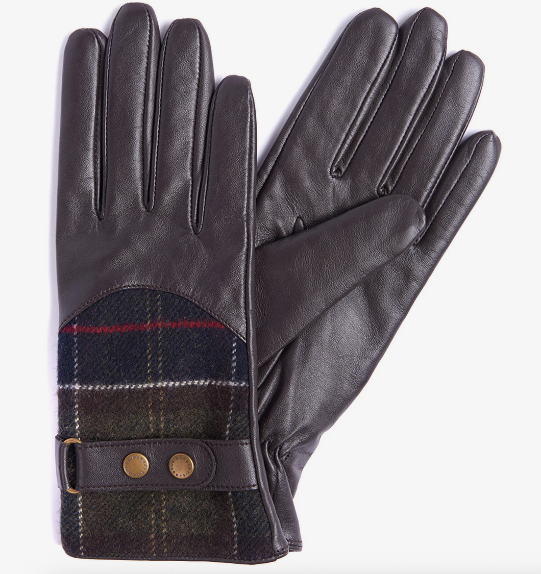 Barbour Women Dee Tartan Glove Dk Brown