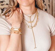 Load image into Gallery viewer, Loni Paul Gold Box Chain Lariat Necklace
