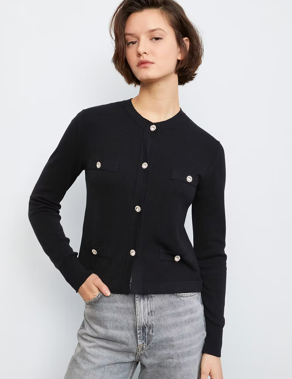 Aldo Martins Short Cardigan with Crystal Embellishments