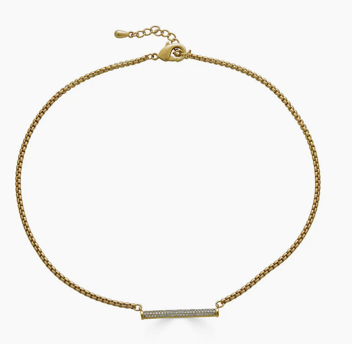 Loni Paul Gold Pave Bar Necklace