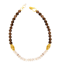 Load image into Gallery viewer, Bounkit Necklace with Smokey and Lemon Rutilated Quartz
