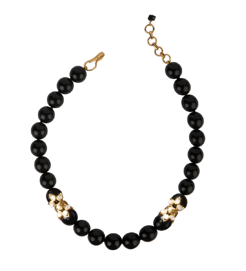 Bounkit Necklace Black Onyx Beads with 2 Stations