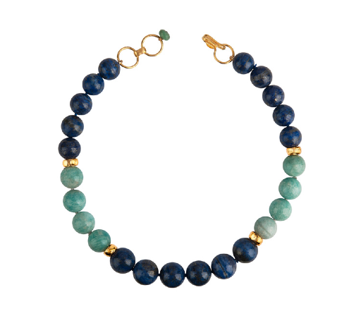 Bounkit Necklace Lapis and Amazonite Beads