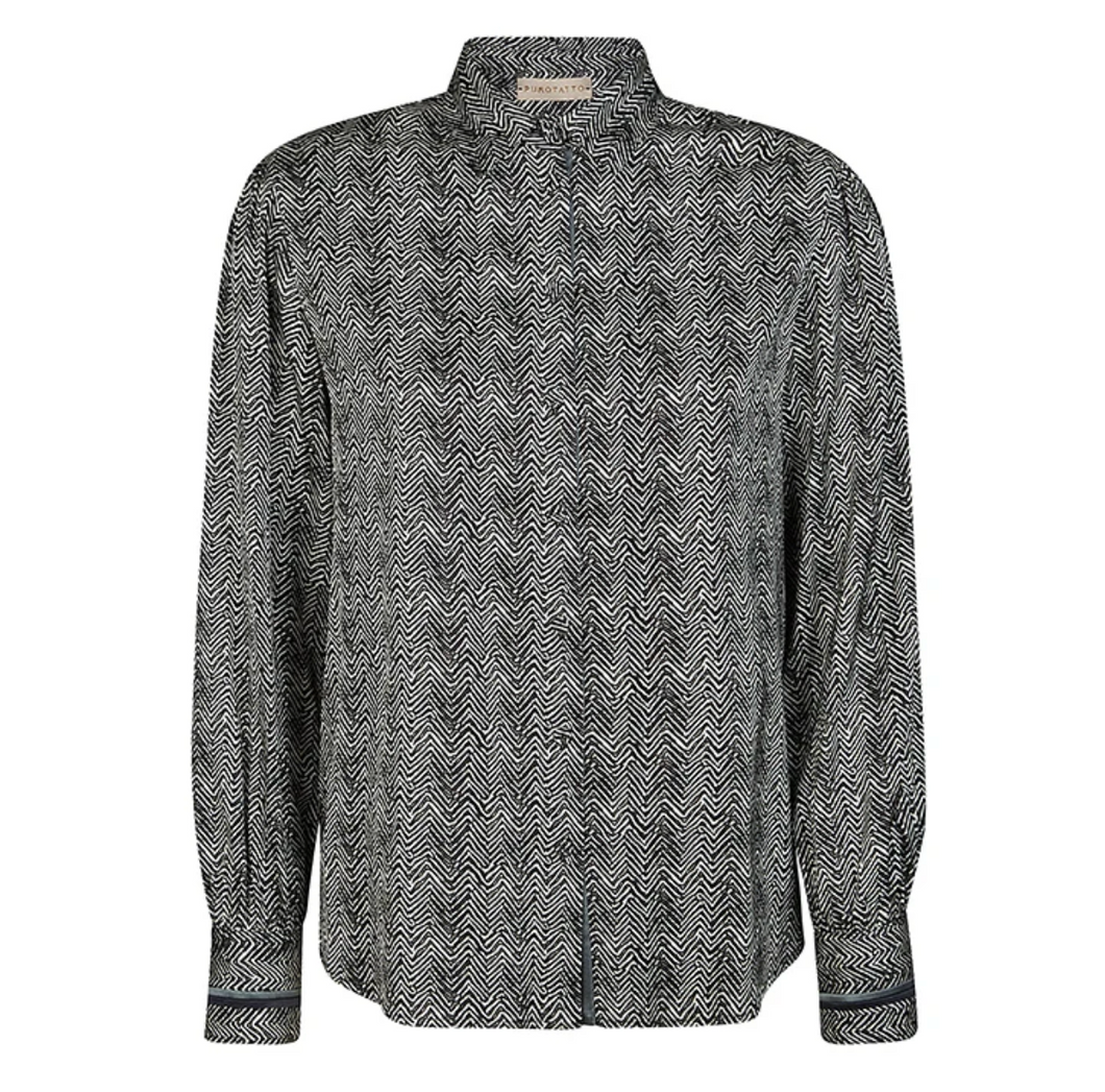 Purotatto Long Sleeve Viscose Blouse Chevron