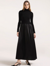 Load image into Gallery viewer, Purotatto Long Sleeve Dress w/Knit Top Black
