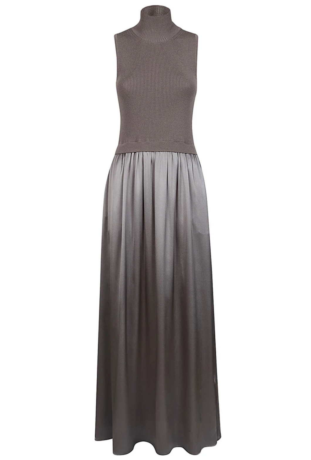 Purotatto Sleeveless Dress w/Knit Top Taupe