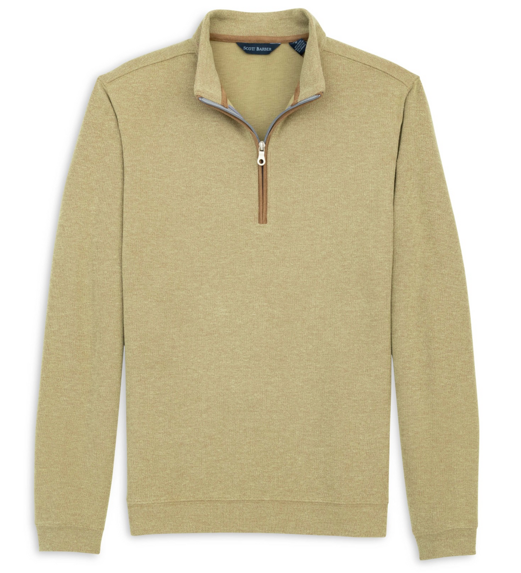 Scott Barber Stretch Heather Fleece Quarter Zip Camel