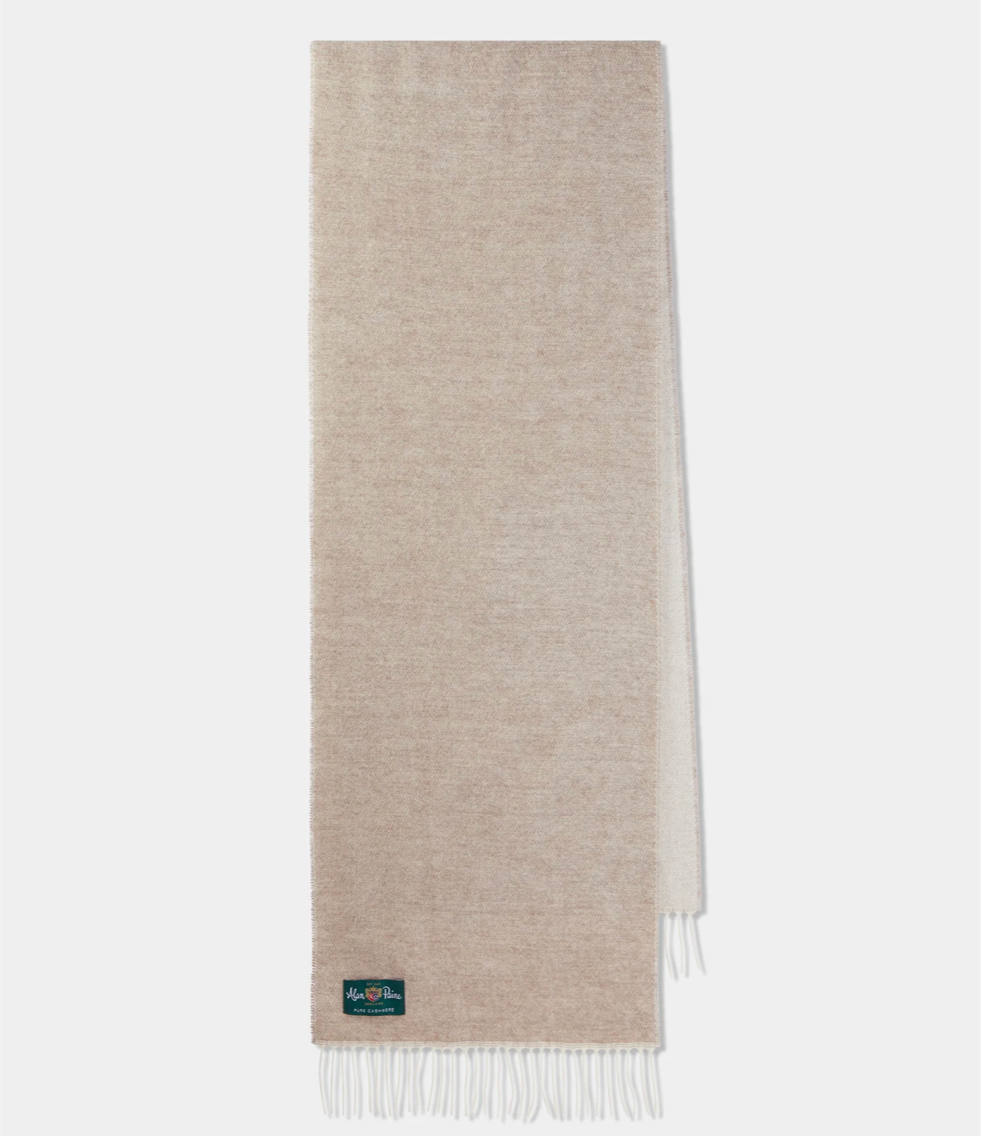 Alan Paine Tackley 2 Color Reversible Cashmere Scarf Beige