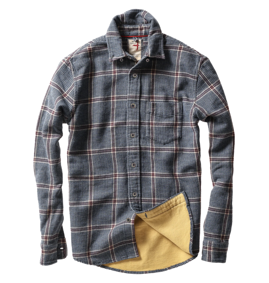 Relwen Chamois Lined Flannel Workshirt Blu/Khk/Red Plaid