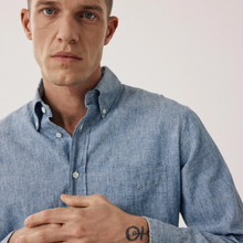 Load image into Gallery viewer, Hartford Linen/Cotton BD Shirt Light Indigo
