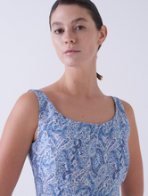 Load image into Gallery viewer, Amina Rubinacci Sleeveless Linen Dress - Blue Paisley
